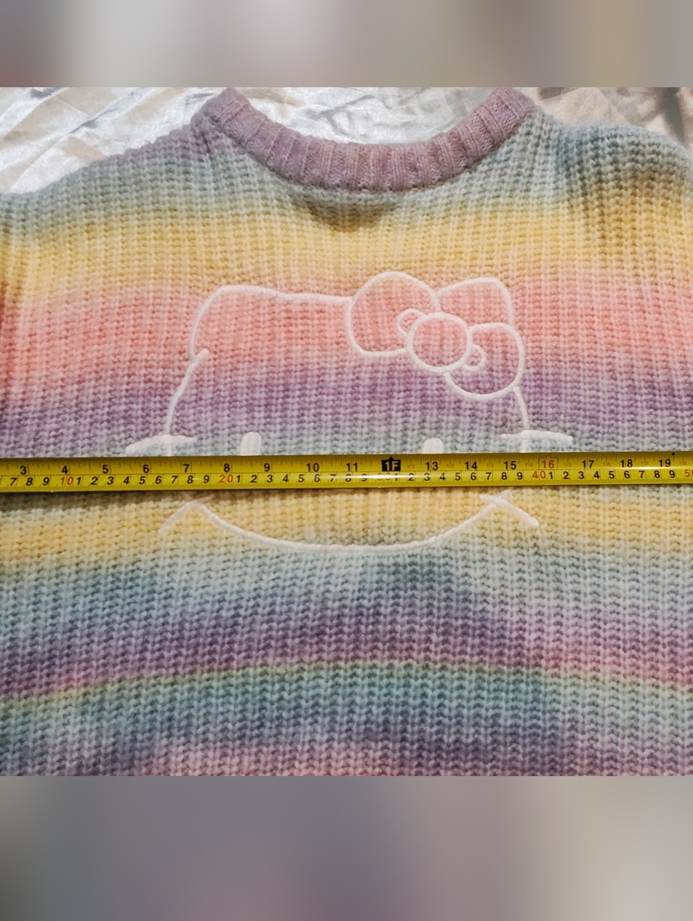 Forever 21 Pastel Rainbow Hello Kitty Crewneck Sweater. 23 Pit To Pit. - Picture 10 of 14